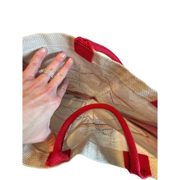 London Underground Jute Bag With Red Handles - Picture 5 of 7